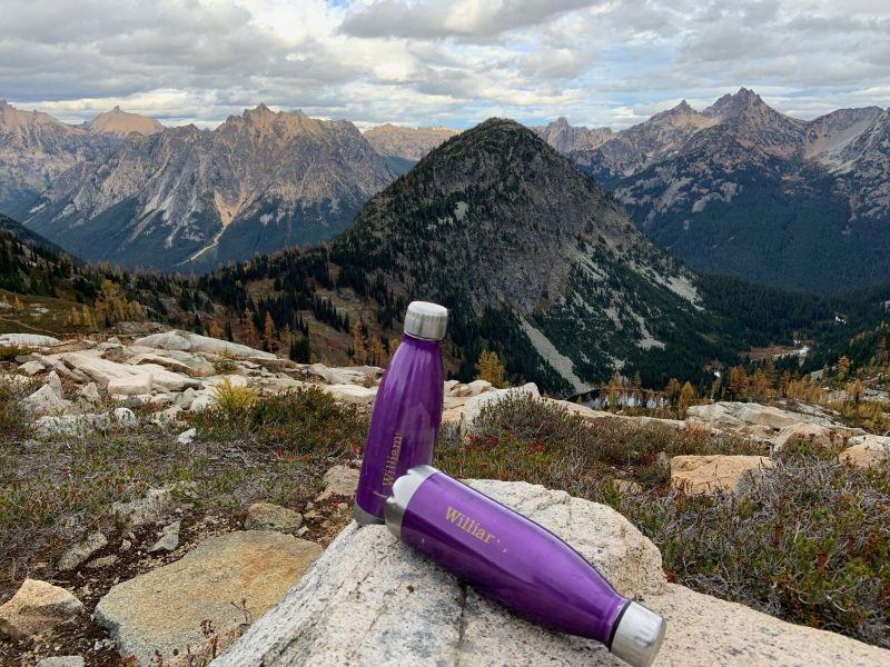 Williams water bottles with mountains in background