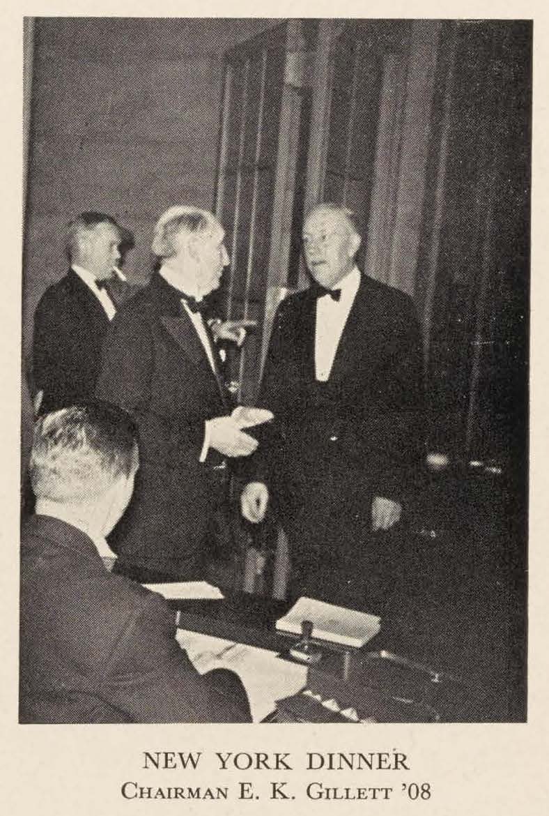AR 1941 02 - photo of gillett at ny dinner A black and white photo of E. K. Gillett at the 1940 New York City reunion dinner.