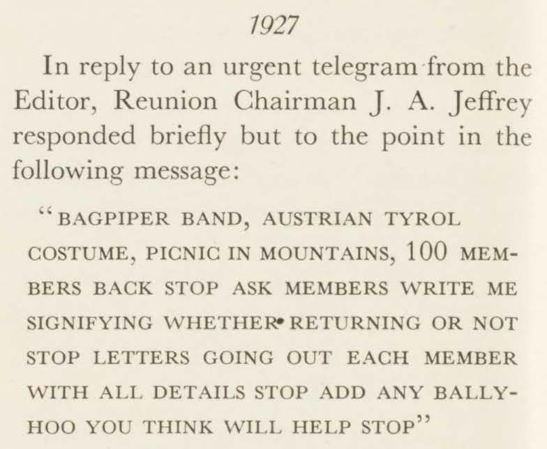 04 - AR 1937 05 - 1927 10th reunion telegram Clip from May 1937 Alumni Review