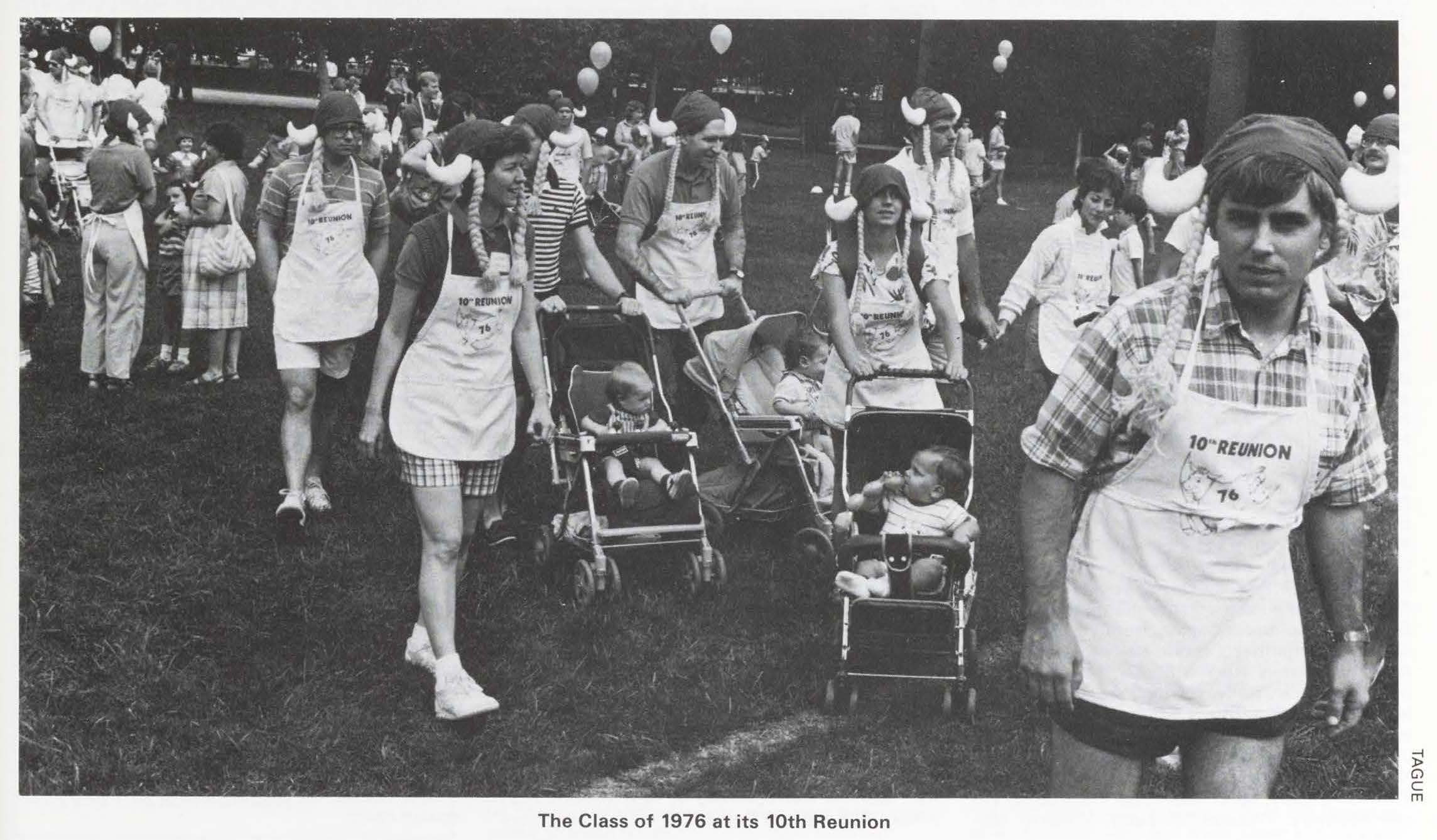 07 - AR 1986 3 Summer - 1976 viking hats with braids reunion Alumni Review 1986 3 Summer - 1976 viking hats with braids reunion