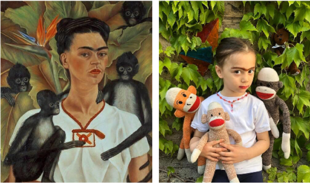 Frida Kahlo, Self Portrait with Monkeys, 1943. Recreated May 3, 2020 Frida Kahlo, Self Portrait with Monkeys, 1943. Recreated May 3, 2020