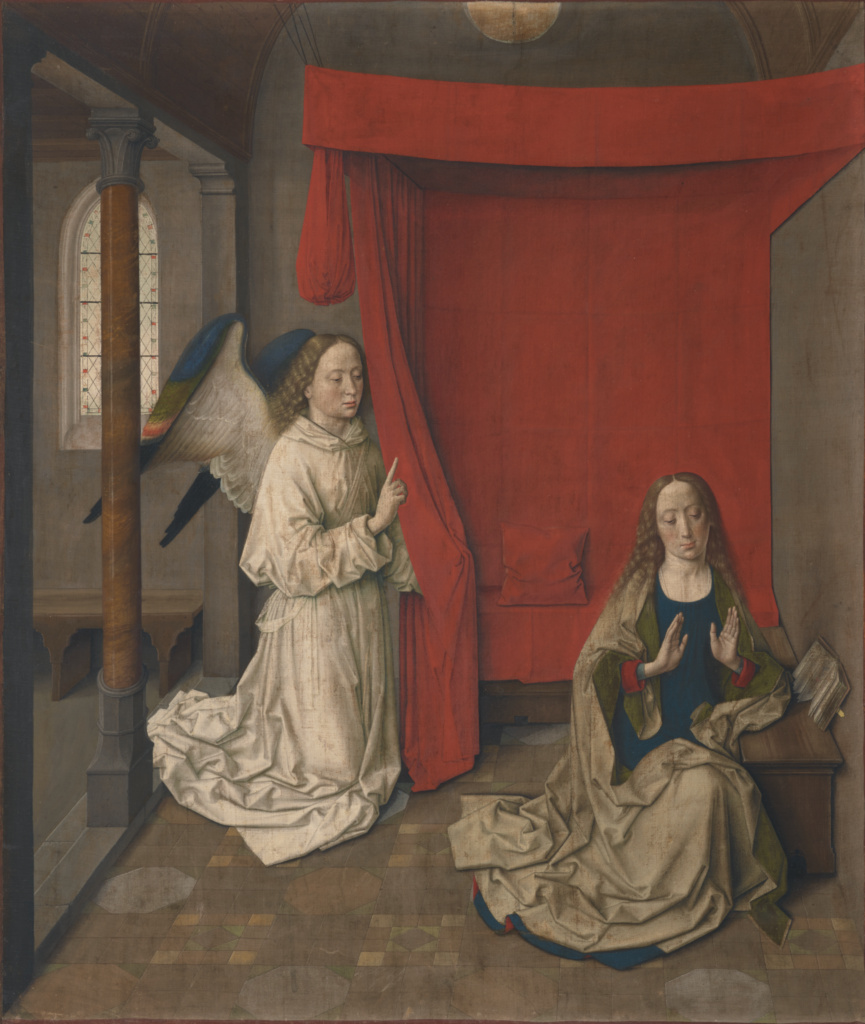 Dieric Bouts, The Annunciation, about 1450-1455. Recreated April 24, 2021. Dieric Bouts, The Annunciation, about 1450-1455. Recreated April 24, 2021.
