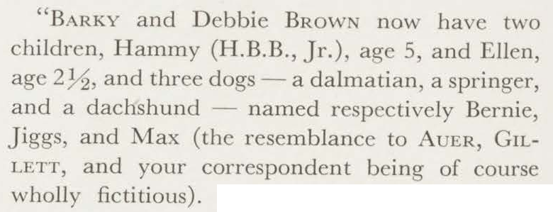 AR 1945 07 - 1939 alum with three dogs named after classmates crop July 1945 Alumni Review, Class of 1939 class notes