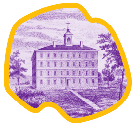 sketch of West College building circa 1790