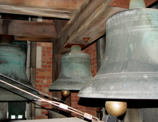 An interior view of chapel bells