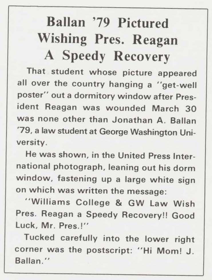 04 - AR 1981 2 Spring - 1979 alum pictured wishing reagan a speedy recovery - dig Spring 1981 Alumni Review