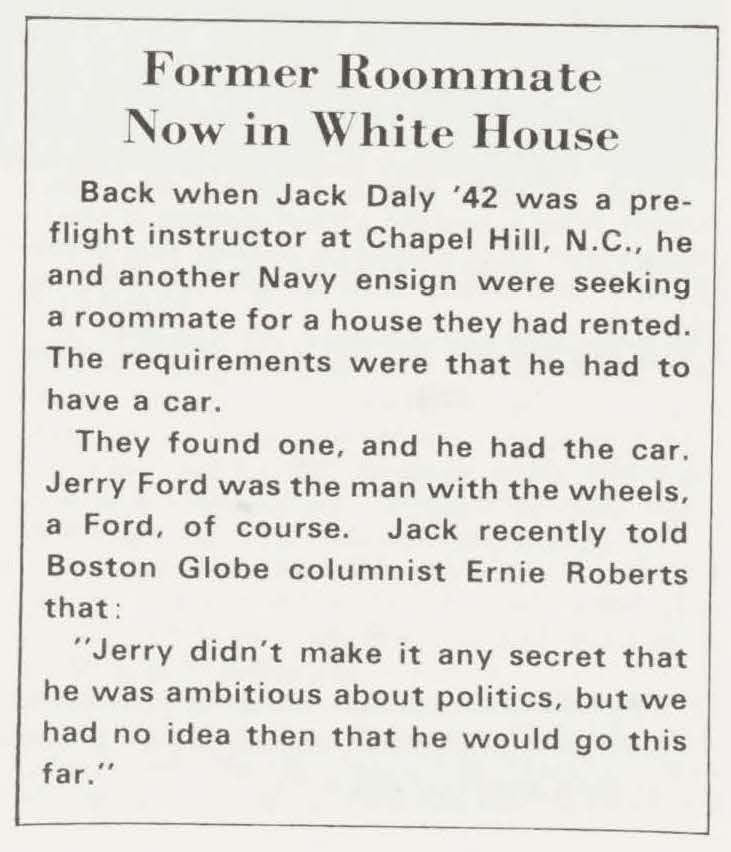 22 - AR 1975 3 Summer - 1942 alum was navy roommates with gerald ford Summer 1975 Alumni Review