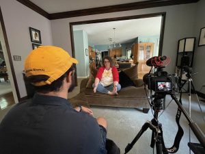 Cynthia hosting us at her home for the interview.